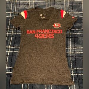 San Francisco 49ers official Nike fitted tee. V neck. SF decal on back. XS.